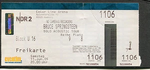 Boleto de concierto en solitario original 2005 de Bruce Springsteen Hamburgo Alemania - Imagen 1 de 1