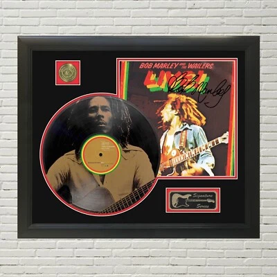 Bob Marley Laser Etched Black Vinyl Record Reproduction Signed LP Display 2 - Image 1 of 4