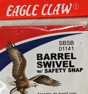 (5 Packs) Eagle Claw Barrel Swivel w/ Safety Snap Available Sizes- 14, 3, 5, 1/0 - Picture 1 of 6