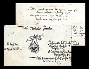 1684 Holzschuher von Harrlach Autograph mit Wappen Handschrifliche Widmung - Bild 1 von 1