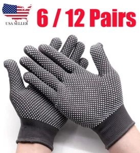 Work Gloves (6-12 Pairs) Palm Coated Dotted Multi Safety Working Gloves Men USA - Picture 1 of 6