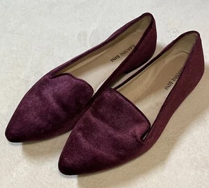 Gianni Bini Burgundy Suede Fabric Flats Women's Size 7 Slip On Pointed Toe - Picture 1 of 8