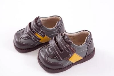 ZAPATOS DE VESTIR SIN CORDONES DE CUERO MARRÓN GRIS AMARILLO VER KAI RUN BEBÉ NIÑO TALLA: 3 NUEVOS Foto 1 de 4