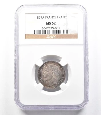 1867 A France Franc MS62 NGC *2179 - Image 1 of 3
