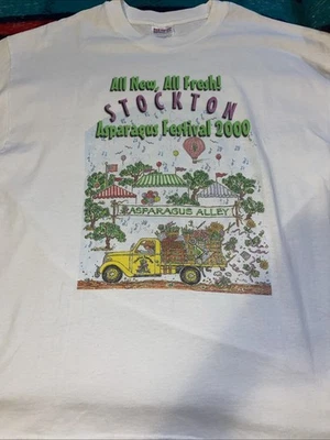 Camiseta De Colección Stockton Festival de Espárragos 2000 Doble Puntada XL Hanes 50/50 EE. UU. Foto 1 de 4