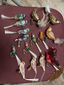 Clip in vetro vintage uccellino decorazioni natalizie filato - diversi stili - 16 totali - Foto 1 di 7