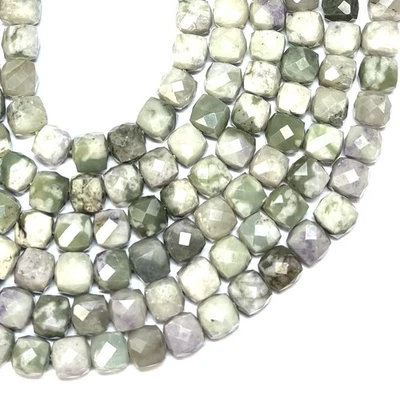 Gorgeous 7mm Faceted Peace Jade Cube gemstone beads - Image 1 of 2