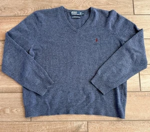 De Colección Polo Ralph Lauren 100% Lana de Cordero Cuello en V Suéter Azul Marino Tejido Para Hombre’s XL - Imagen 1 de 6