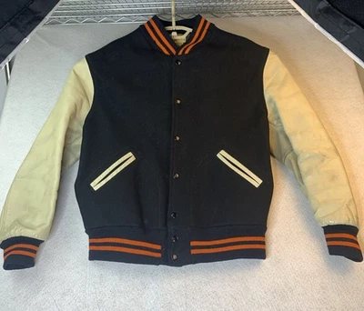 Chaqueta Universitaria Skookum Vintage 40 Cuero Lana Negra Centralia EE. UU. AÑOS 50 60 Foto 1 de 4