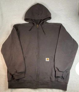 Felpa Carhartt vintage con cappuccio uomo grande K122 nera peso full zip lavoro resistente casual - Foto 1 di 7