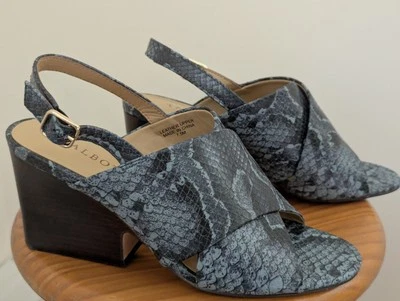 TALBOTSWomen's SlingbackWedge PeepToe Leather Sandals Size7.5 M Blue Snake Nice - Image 1 of 4