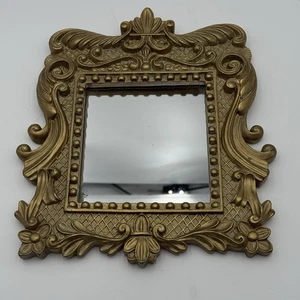 Goldrahmen Spiegel klein verziert Harz Kunststoff Wandspiegel 9,5" Rahmen - Bild 1 von 5