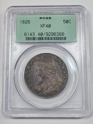 1826 50c Capped Bust Half Dollar PCGS XF40 OGH Old Holder Luster Small Chip K904 - Image 1 of 4