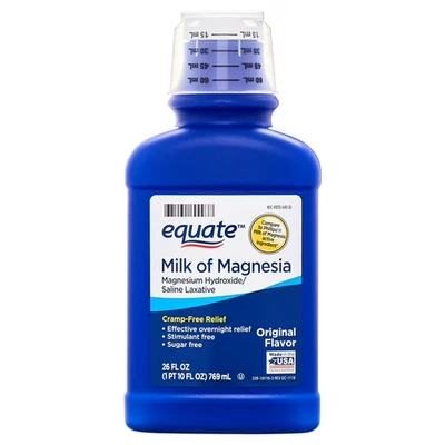 Laxante salino Equate Milk of Magnesia, sabor original, 1200 mg, 26 fl oz Foto 1 de 4