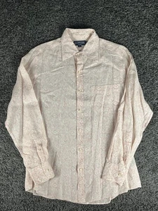 Vilebrequin Mens Pink White Floral Print 100% Linen Button-Up Shirt Sz Medium - Picture 1 of 13