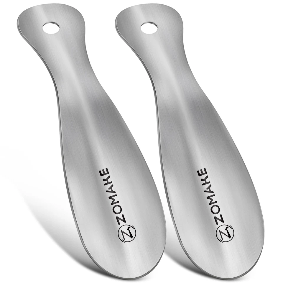ZOMAKE Metal Shoe Horn Small Travel Shoehorn for Men Women Kids 7.5'' 2 Pcs