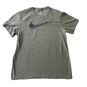 Nike Dri Fit Shirt Men’s Large Grey Training Tee Shirt Swoosh Logo T Shirt - Picture 1 of 8