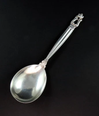 Gran cuchara para servir Georg Jensen Dinamarca bellota plata esterlina sin mono 8" Foto 1 de 4