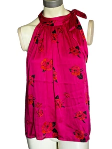 Banana Republic Neu mit Etikett rosa/orange Blumendruck Neckholder-Bluse zum Binden XL - Bild 1 von 10