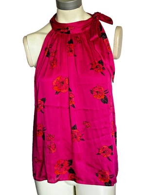 Blusa Halter Banana Republic Nueva con Etiquetas Rosa/Naranja Estampado Floral Cuello Atado XL Foto 1 de 4
