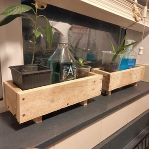 X2 Small 30cm Reclaimed Wood Windowsill Planter Handmade Rustic Plant Holder - Picture 1 of 8