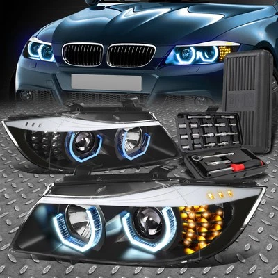PARA BMW E90 SERIE 3 09-12 3D AZUL LED U-HALO FAROS FAROS FAROS + JUEGO HERRAMIENTAS NEGRO Foto 1 de 4