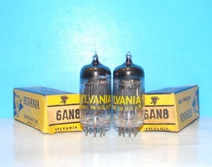 6AN8 NOS Sylvania 1960s radio audio amplifier vacuum tubes 2 valves tested 6AN8A - Picture 1 of 3