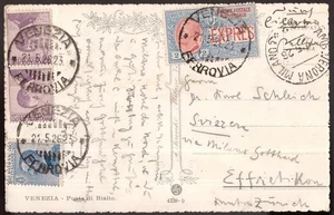Italia Regno, 2 lire espresso su cartolina del 1926 per la Svizzera  -HA68 - Foto 1 di 3