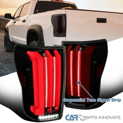 Glossy Black Fits 2007-2013 Toyota Tundra LED Tail Lights Sequential Signal Tube Foto 1 de 4