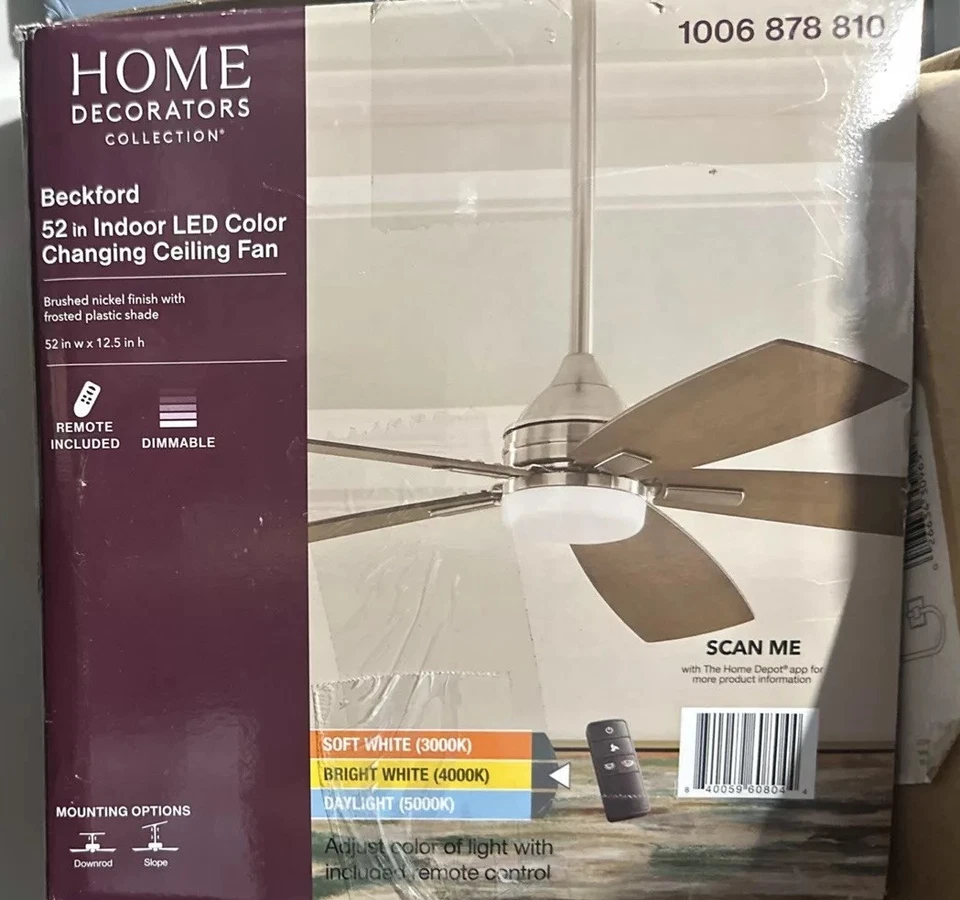Beckford 52 in. LED Indoor Brushed Nickel Ceiling Fan - Silver (YG630BN) - Image 1 of 1