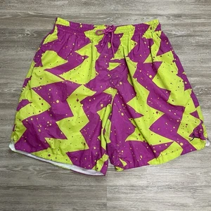 Air Jordan Shorts mens 3XL Pink Neon Green Poolside Swim Shorts Retro 90s Lined - Picture 1 of 11