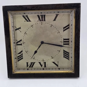 Sterling 925 Case Antique Travel Desk Clock Square 8 Day Movement 1910's - Picture 1 of 14