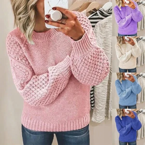 Winter Warm Women Jumper Tops Cable Knitted Sweater Ladies Long Sleeve Pullover - Picture 1 of 21