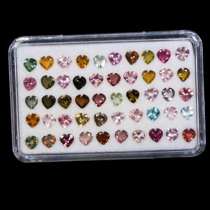 50 Pcs Natural Tourmaline 3.8mm-4mm Heart Cut Multi Color Loose Gemstones Lot