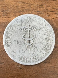 1913 PHILIPPINES Culion Leper ONE PESO Aluminum Coin KM-14 Mintage of Only 8,600 - Picture 1 of 4