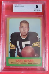 BART STARR 1963 TOPPS CARD GRADED BECKETT BVG 5 EXCELLENT GREEN BAY PACKERS - Picture 1 of 2