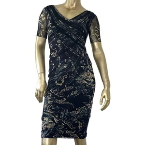 FUZZI NYLON KURZARM V-AUSSCHNITT BODY CON KLEID - Bild 1 von 7