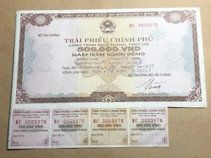 500,000 Dong Payment Bond Cheque Paid 1 year 2003 Original Vintage Rare_LDP Shop - Picture 1 of 7