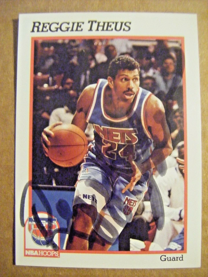 REGGIE THEUS signed NETS UNLV 1991 NBA Hoops basketball card AUTO Autographed NJ - Image 1 of 1