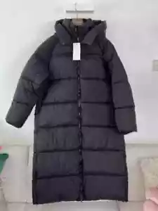 ZARA Cappotto Tampone Protezione Acqua e Vento Cappotto Lungo Anorak con Cappuccio Taglia XL Nero - Foto 1 di 11