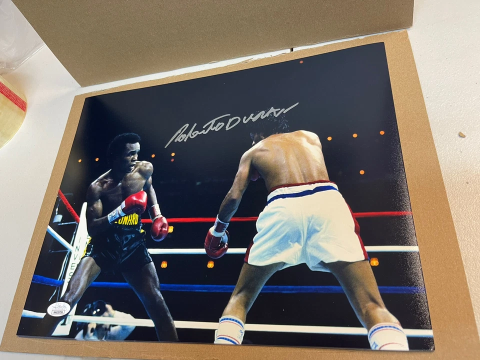 ROBERTO DURAN SIGNED AUTOGRAPHED 11x14 PHOTO w/SUGAR RAY LEONARD Jsa - Image 1 of 1