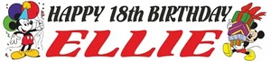 Personalisierte Geburtstagsbanner Mickey Mouse glänzend - Bild 1 von 4
