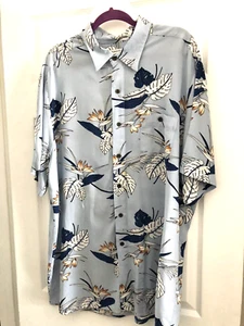 Covington Hawaiian Aloha Shirt XXL Rayon Blue Birds of Paradise 52x33 Floral - Picture 1 of 6