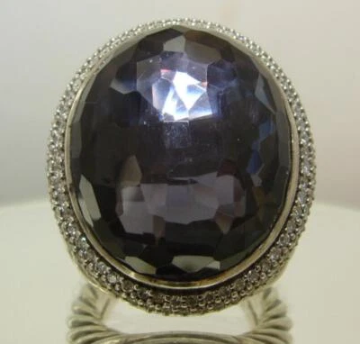 Anillo de diamantes de plata esterlina orquídea negra grande ovalado firma David Yurman 6,5+ Foto 1 de 4