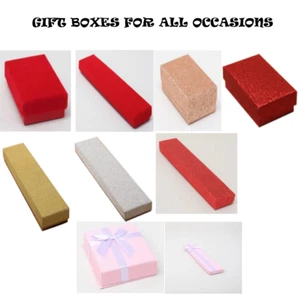 JEWELLERY GIFT BOXES 12 X 21CM, 8CM,GOLDEN SILVER BLACK VELVET PACK OF 12, 6, 4, - Picture 1 of 20