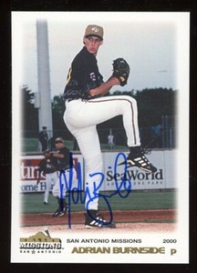 2000 San Antonio Missions ADRIAN BURNSIDE Signed Card autograph AUTO DODGERS