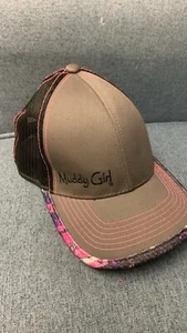 Muddy Girl Womens Grey Camo Pink Purple Mesh Snap Back hat - Picture 1 of 7