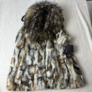 Adrienne landau faux fur vest 2X Animal print Women’s Plus - Picture 1 of 16