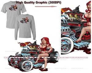 Gremlin Troll Monster Hot Model Date Rat Rod Car BM Cartoon Art Gray T Shirt - Picture 1 of 4