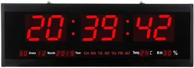 21.6 Inch Oversized LED Digital Wall Clock Large Display with Indoor Temperat... - Image 1 of 4